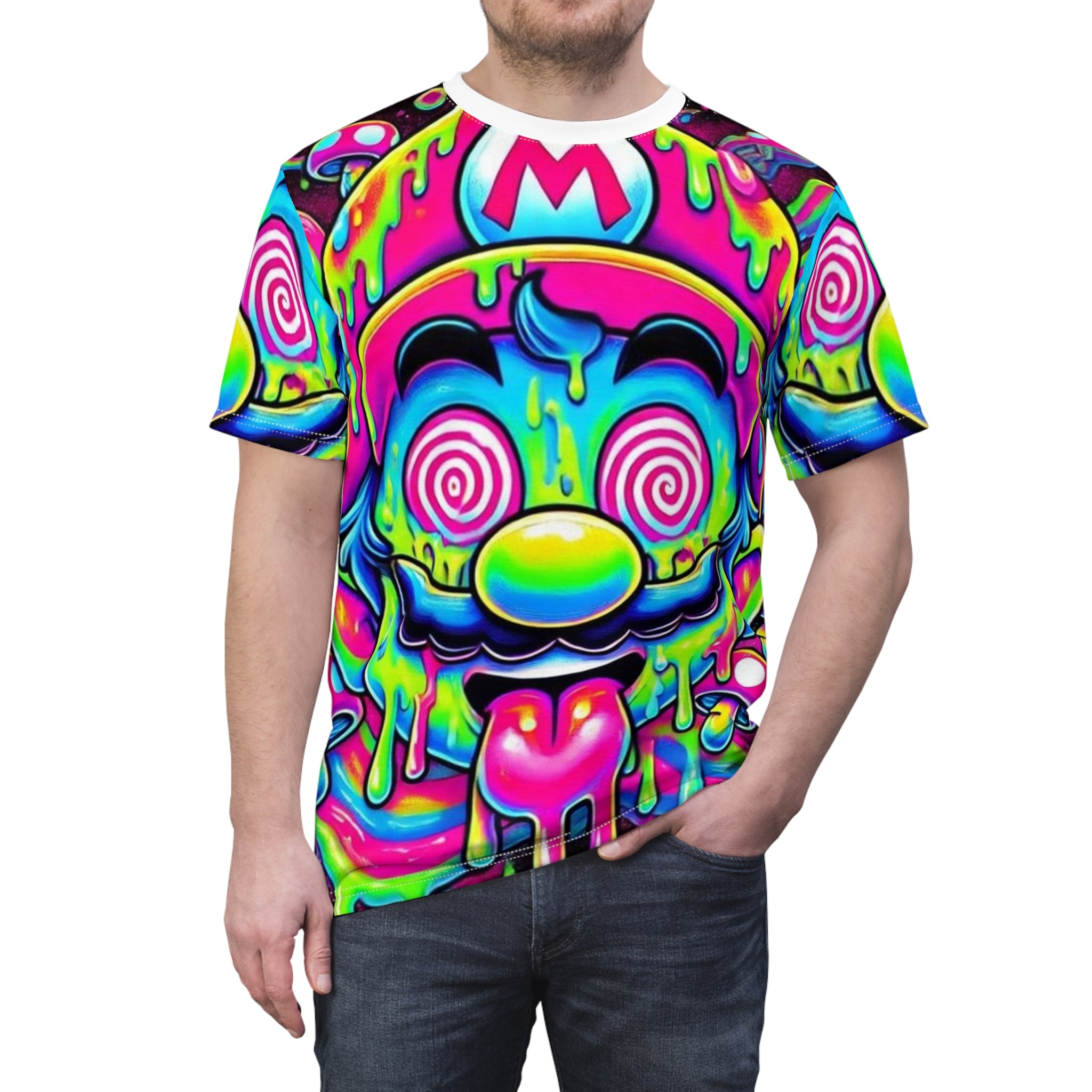 Psychedelic Drip Mario All-Over Print Tee