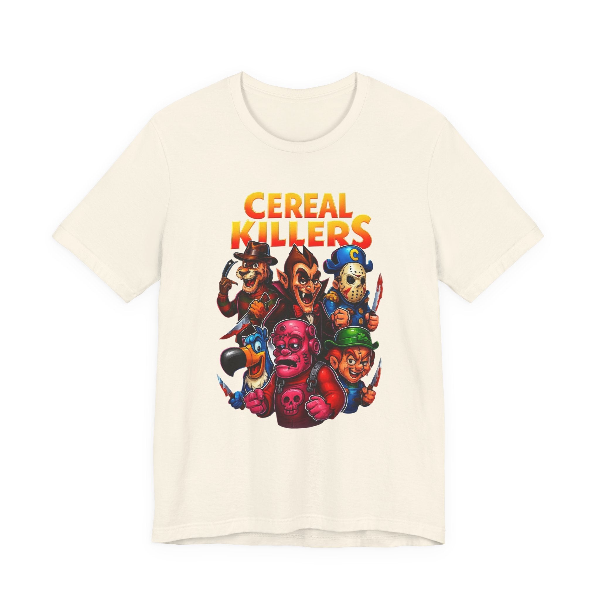 Cereal Killers Parody Horror Cartoon T-Shirt | Funny Cereal Villains Graphic Tee