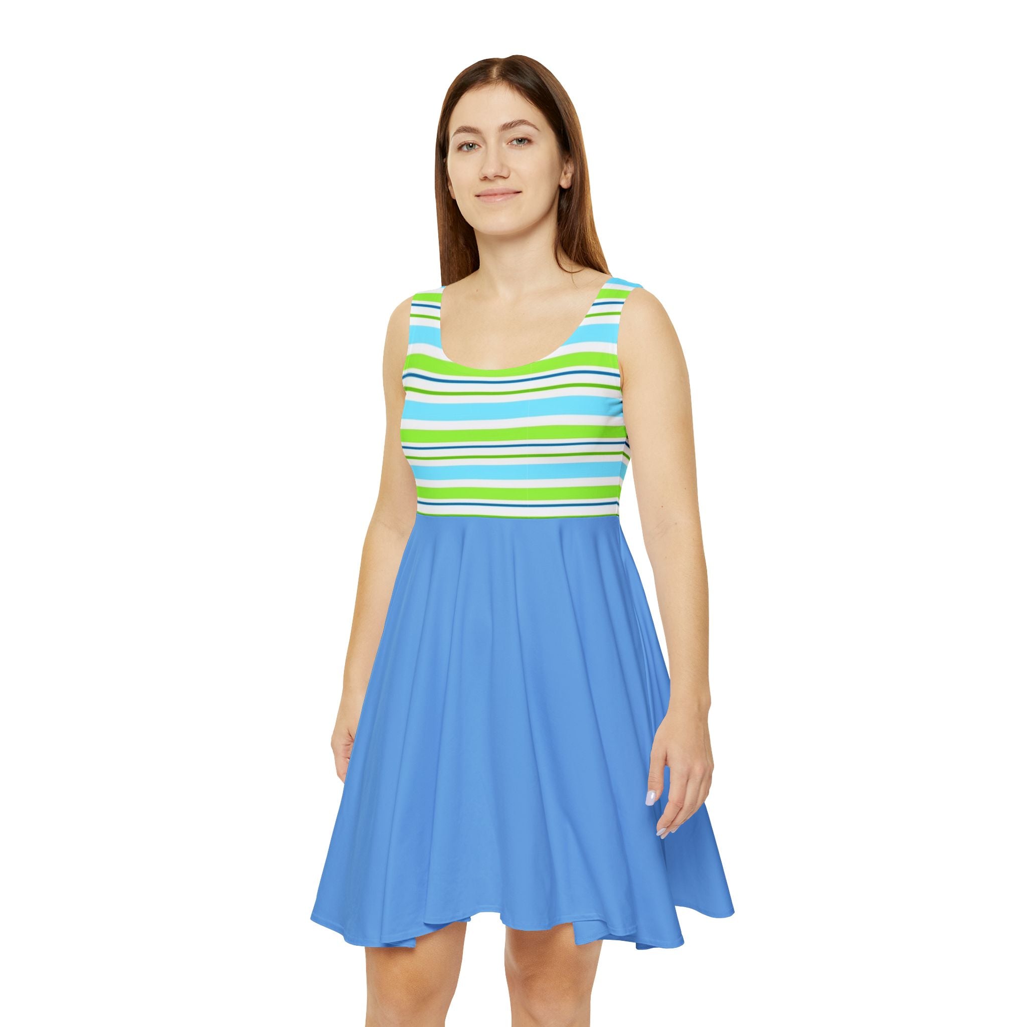 Striped Blue Skater Dress — Casual Summer Tank Dress