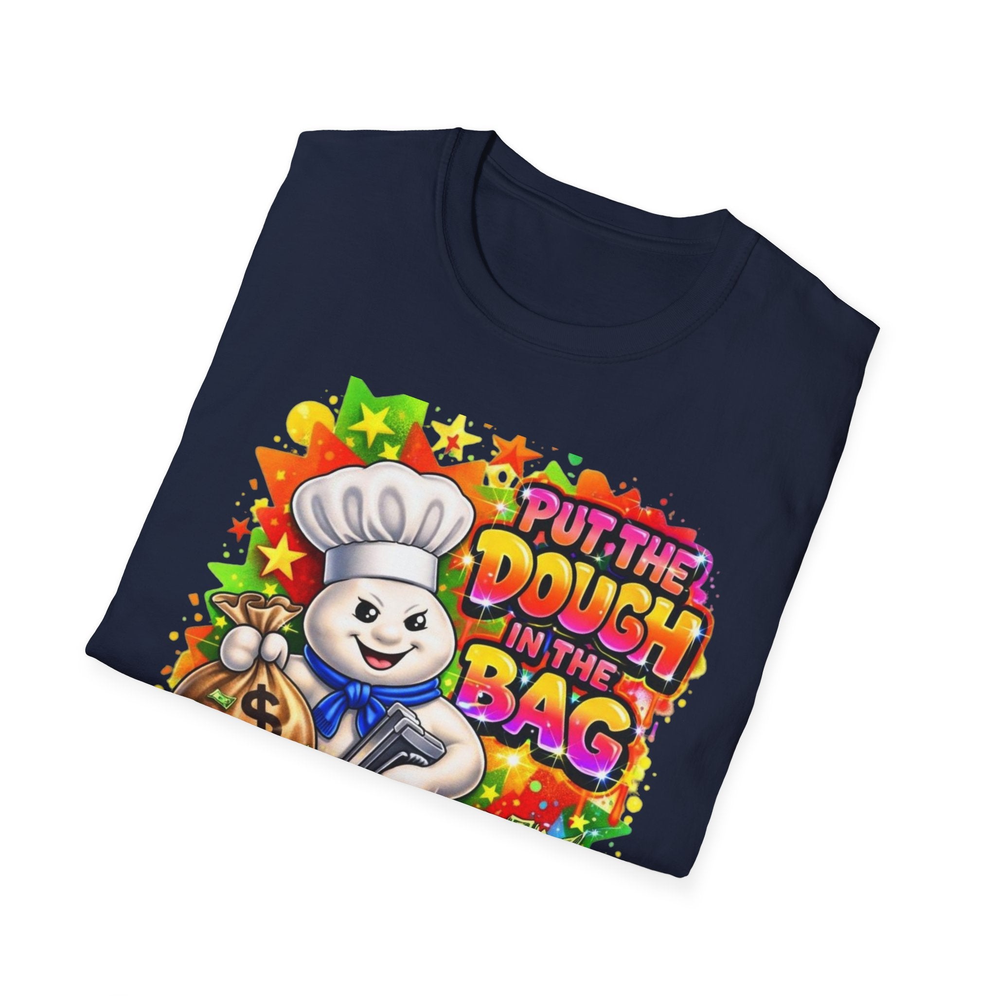 Put the Dough in the Bag T-Shirt — Cute Chef Character Money Graphic Tee
