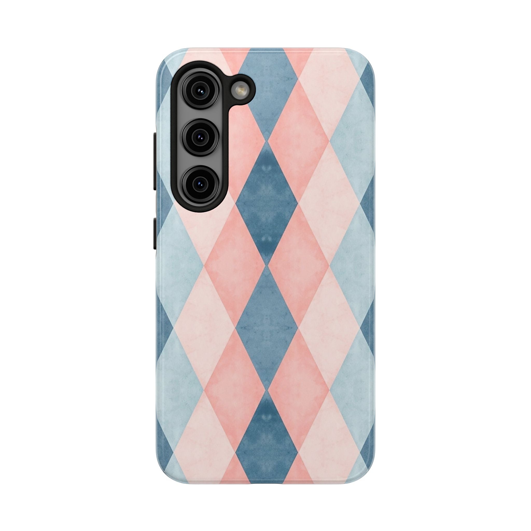Pastel Harlequin Tough Phone Case — Blue & Pink Diamond Pattern