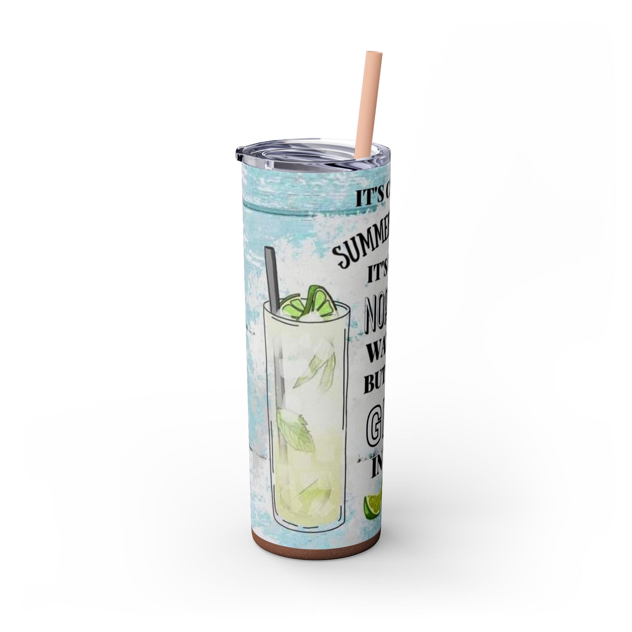 20oz Skinny Tumbler with Straw — Summer Water Tumbler