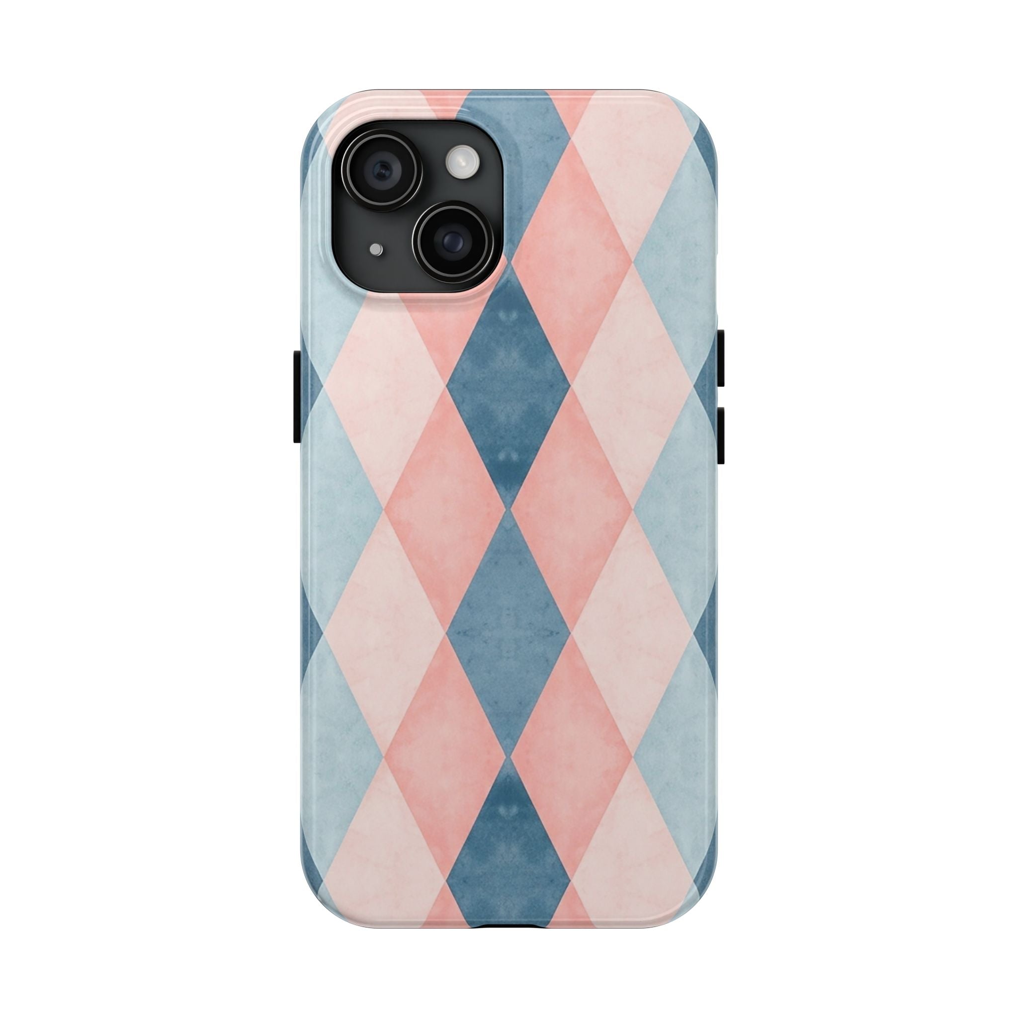 Pastel Harlequin Tough Phone Case — Blue & Pink Diamond Pattern