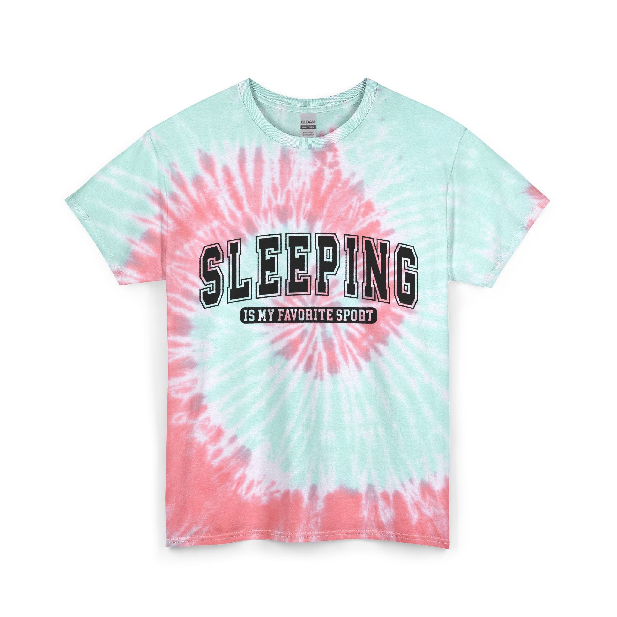Sleeping Is My Favorite Sport Tie-Dye Tee — Blue Cotton T-Shirt