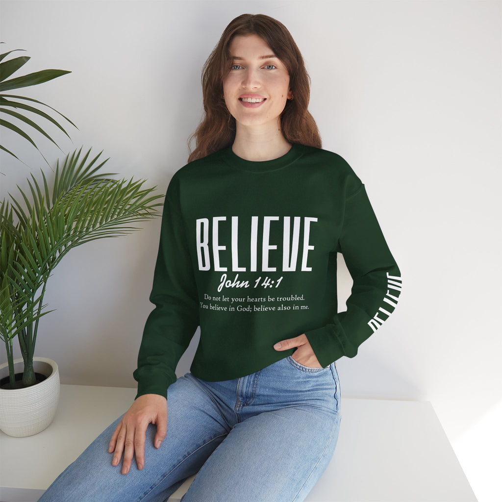 Wolf Pack “Believe John 14:1” Crewneck – Faith Streetwear Pullover