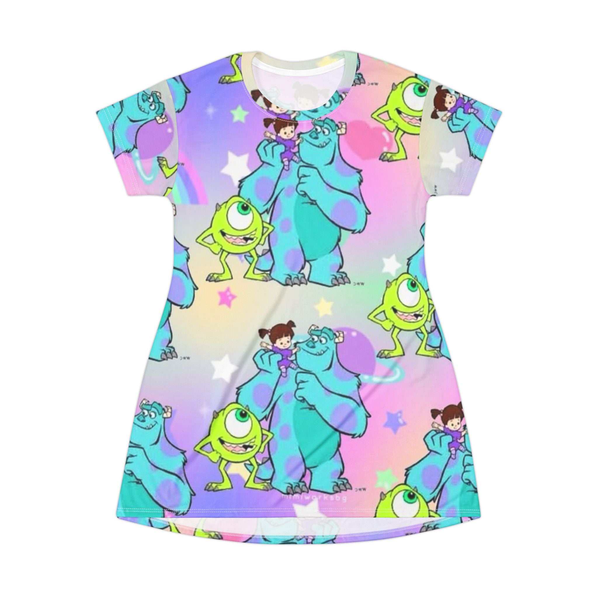 Kids' All-Over-Print T-Shirt Dress — Colorful Monsters Pattern