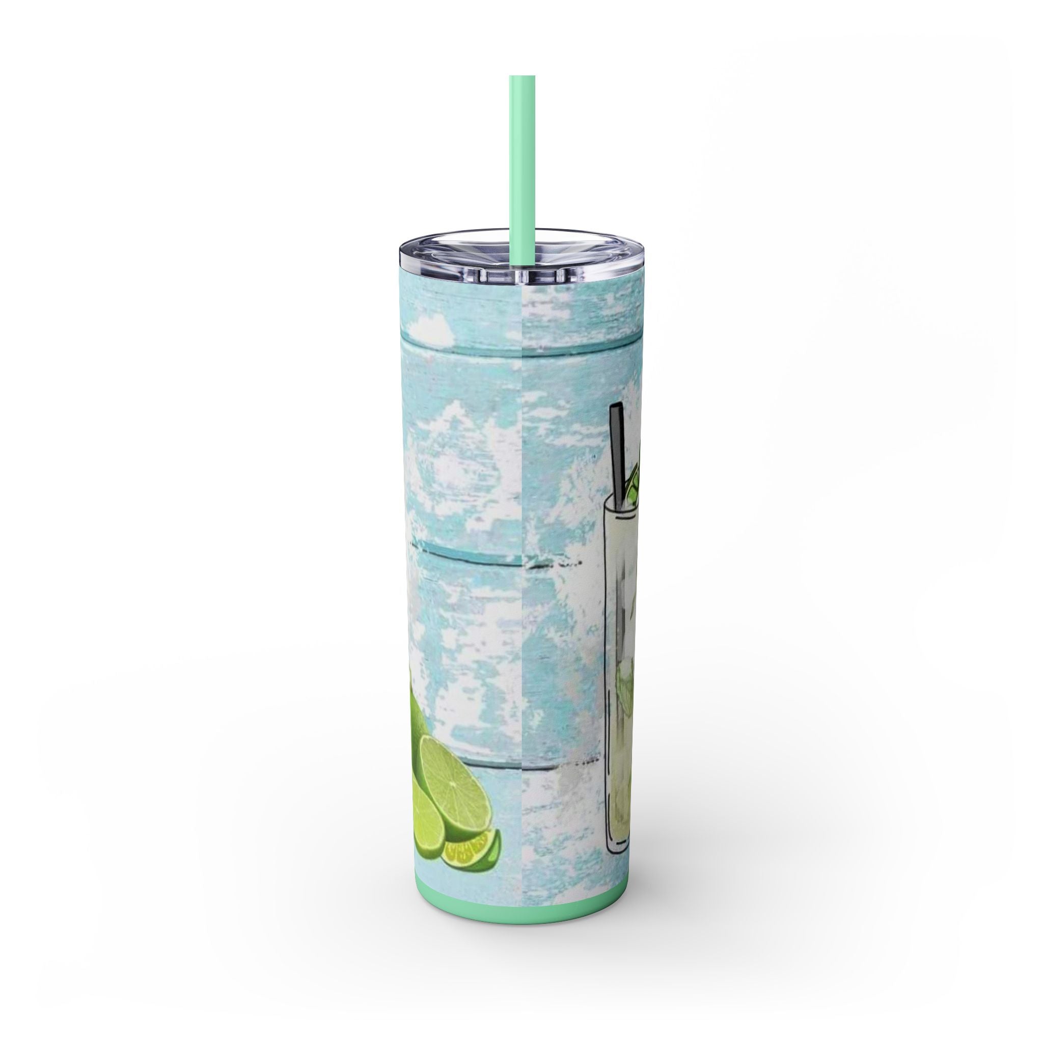 20oz Skinny Tumbler with Straw — Summer Water Tumbler