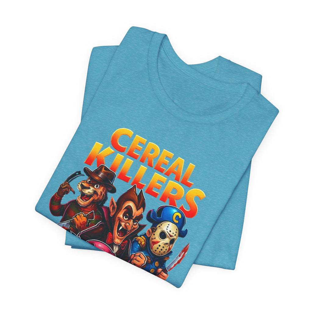 Cereal Killers Parody Horror Cartoon T-Shirt | Funny Cereal Villains Graphic Tee
