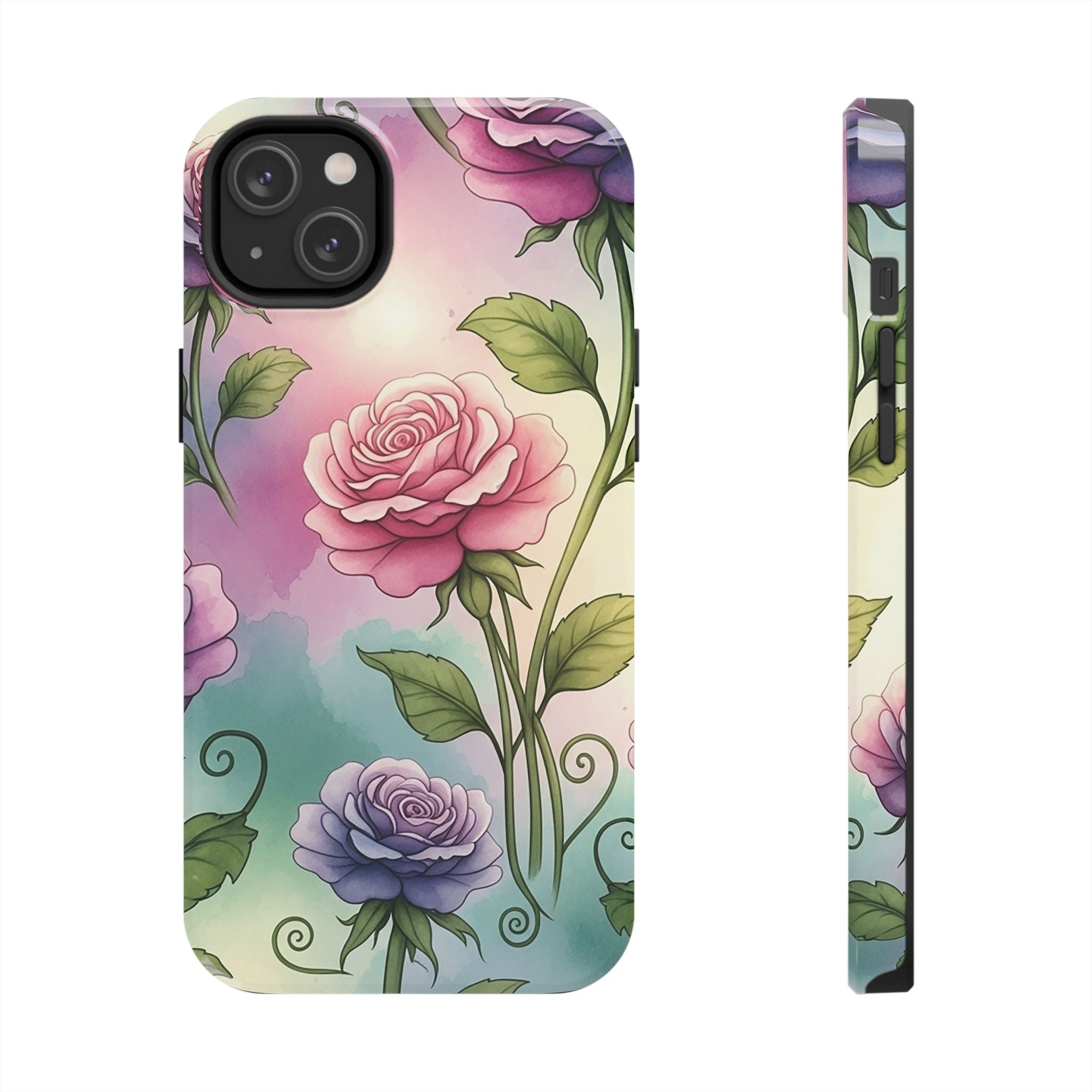 Floral Rose Tough Phone Case — Pastel Watercolor Protection
