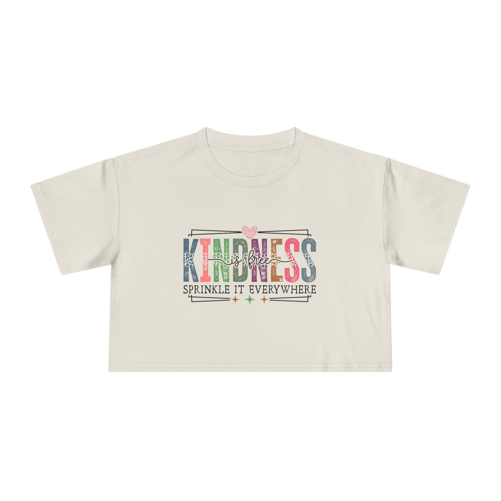 Crop Tee — "Kindness: Sprinkle It Everywhere" Floral Graphic