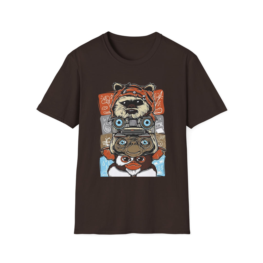 Retro Animal Stack T-Shirt — Vintage Owl, Fox & Raccoon Graphic Tee