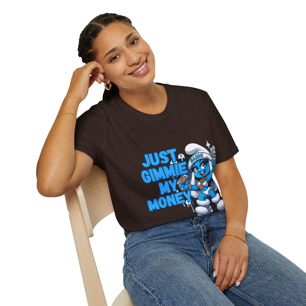 Just Gimmie My Money T-Shirt — Cute Blue Character Graphic Tee
