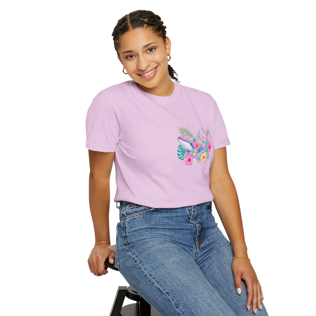 Miami Beach Club T‑Shirt — Retro Flamingo Tropical Floral Graphic Tee