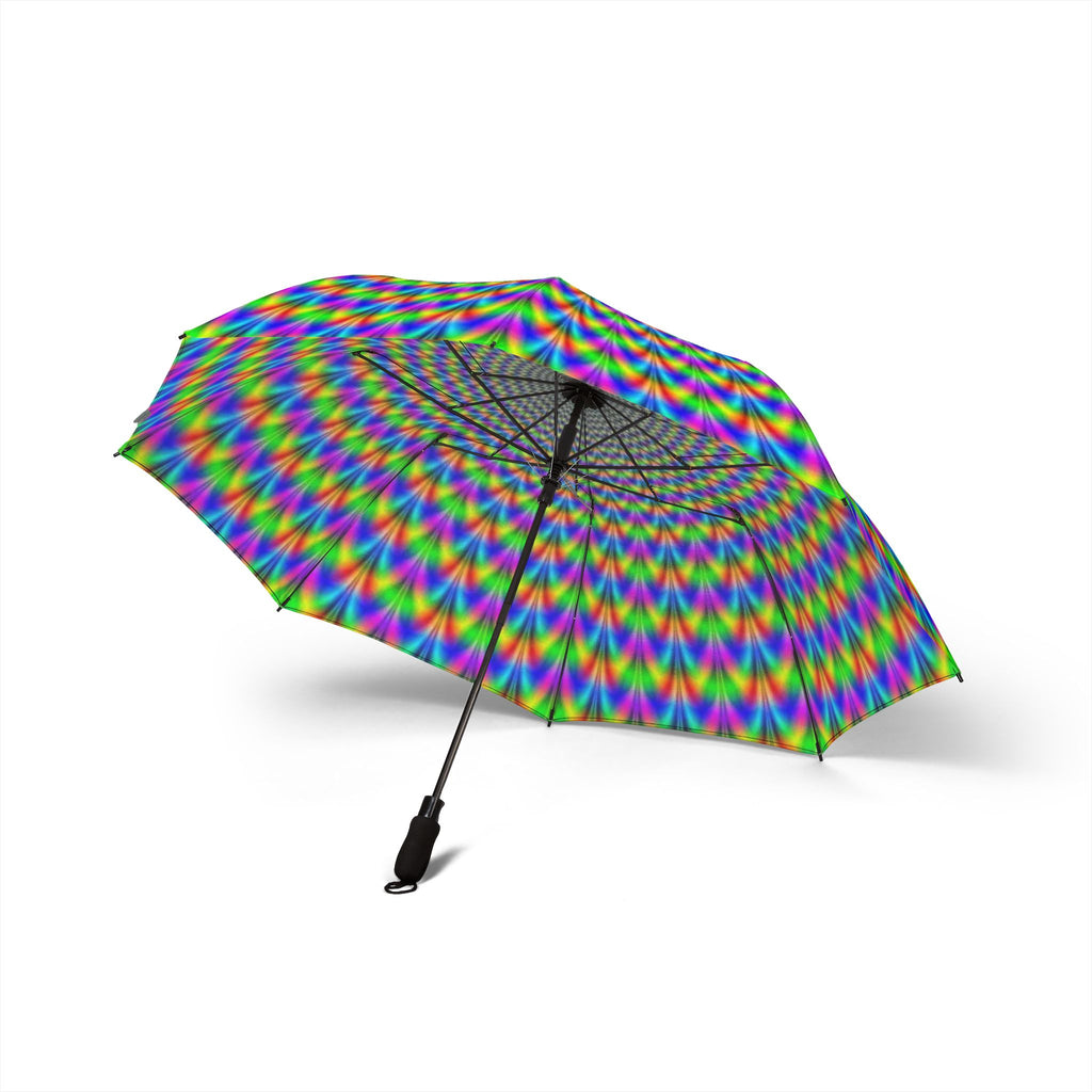 Psychedelic Rainbow Spiral Umbrella — Foldable Semi-Automatic Compact Umbrella