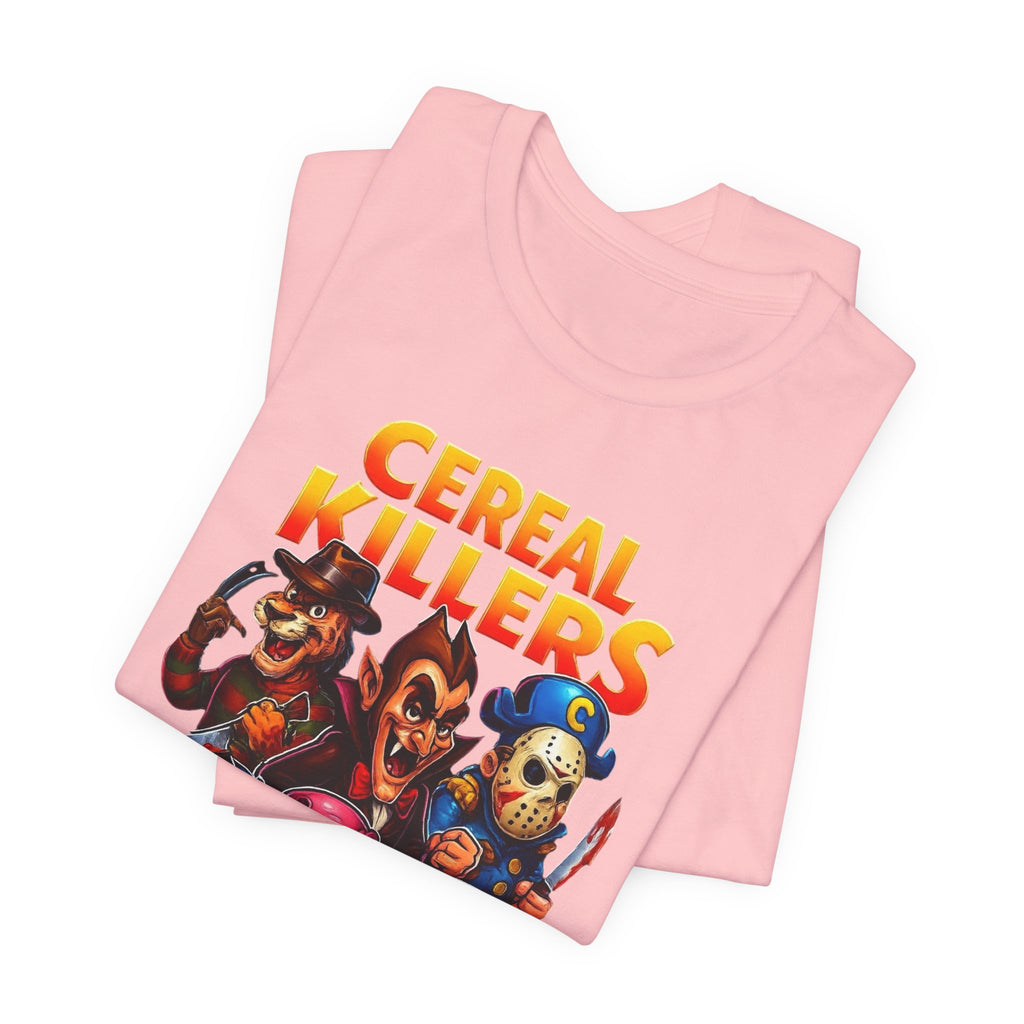 Cereal Killers Parody Horror Cartoon T-Shirt | Funny Cereal Villains Graphic Tee