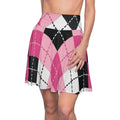 Pink Argyle Skater Skirt — Retro Plaid AOP Women's Circle Skirt