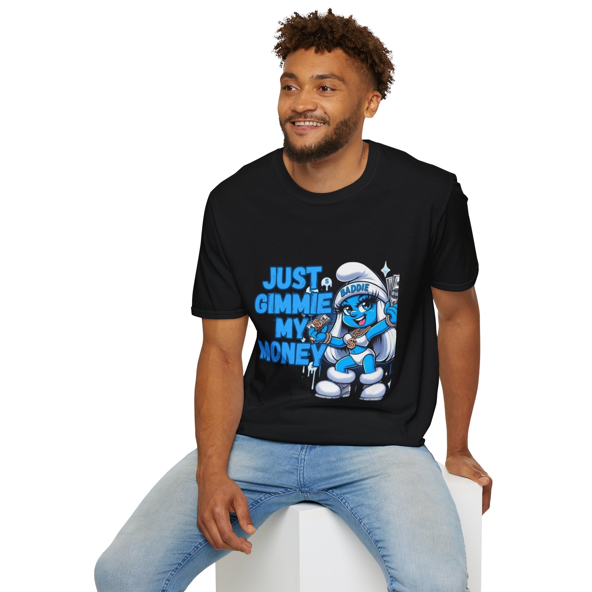 Just Gimmie My Money T-Shirt — Cute Blue Character Graphic Tee