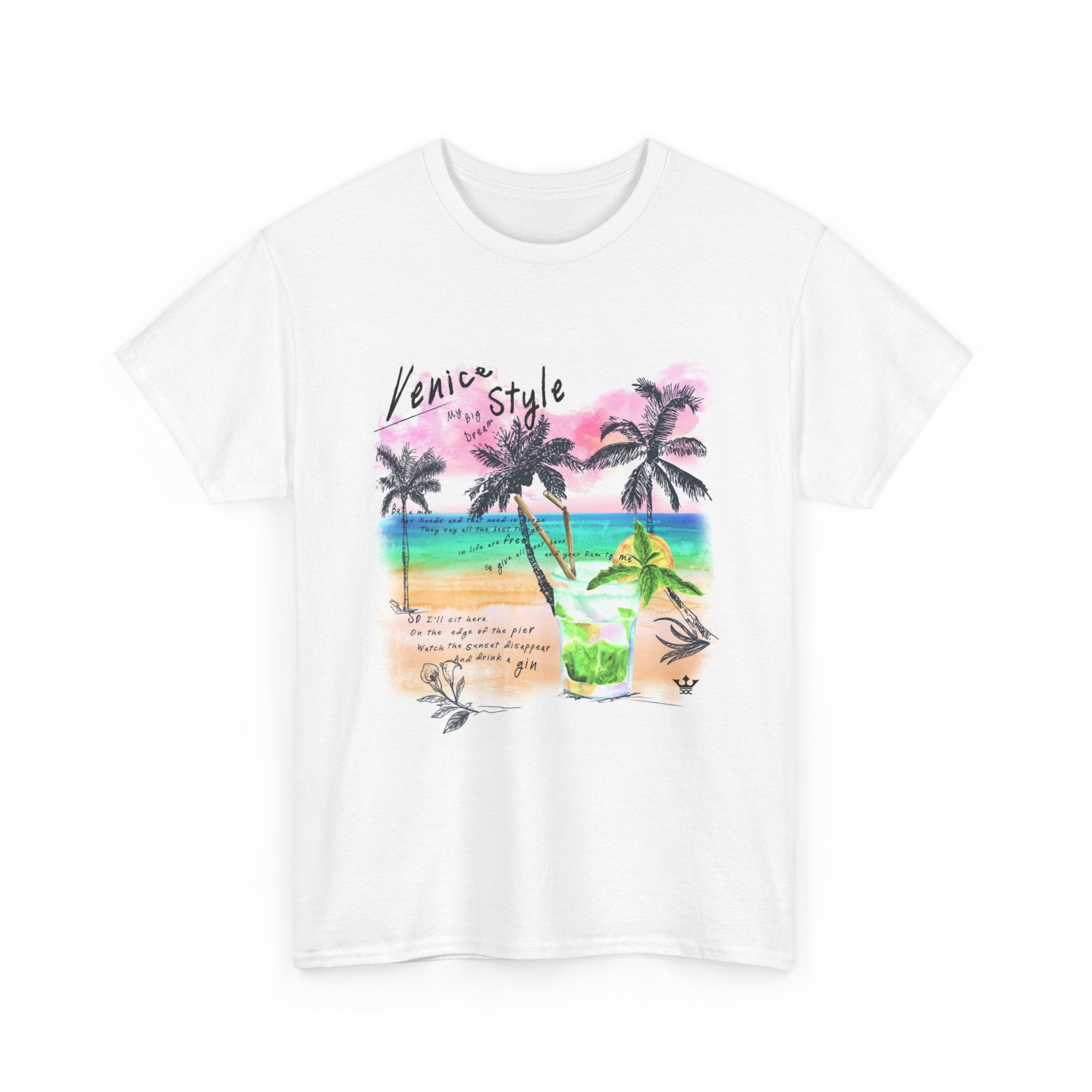 Venice Beach Cocktail Tee — Tropical Palm Sunset Graphic T-Shirt