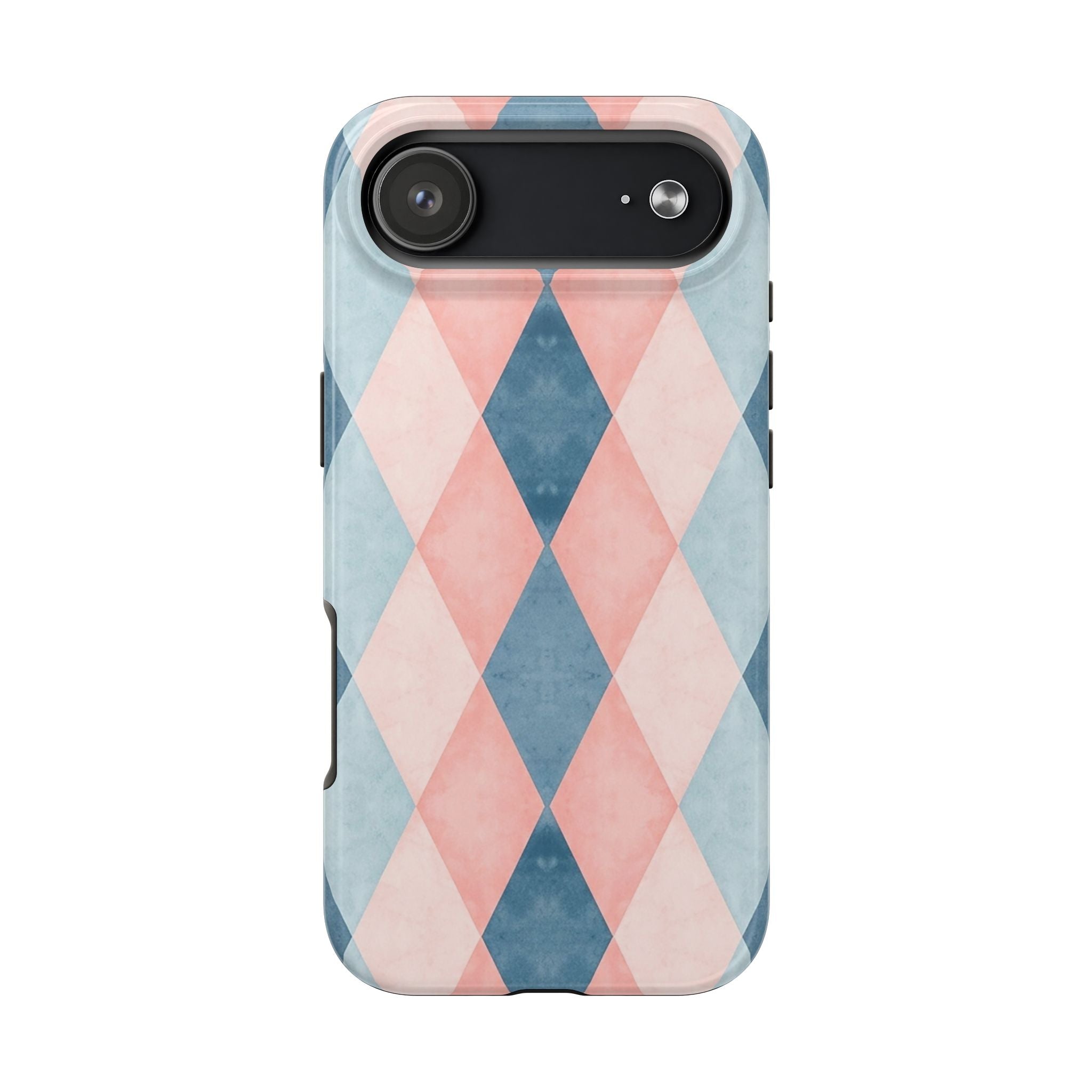 Pastel Harlequin Tough Phone Case — Blue & Pink Diamond Pattern