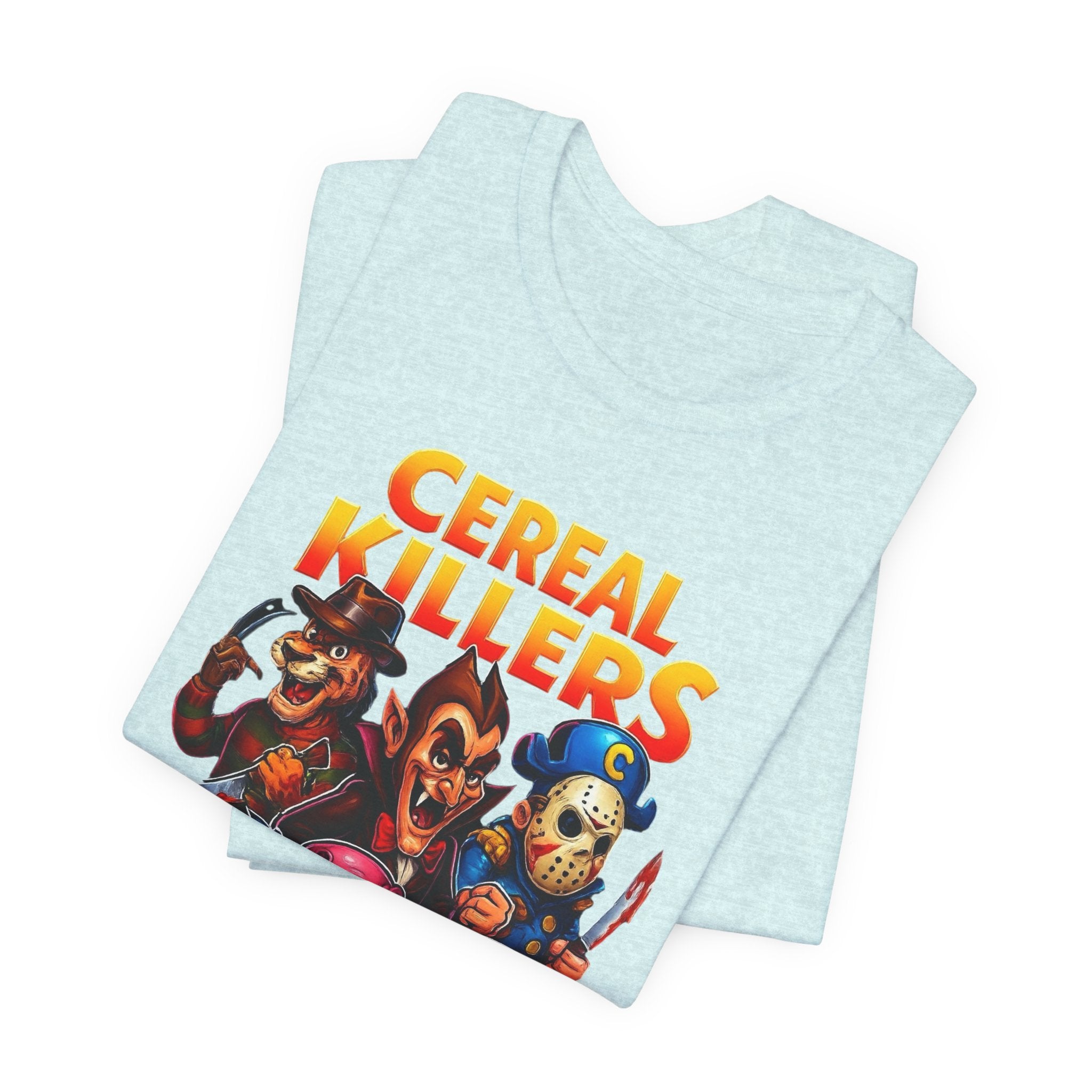 Cereal Killers Parody Horror Cartoon T-Shirt | Funny Cereal Villains Graphic Tee