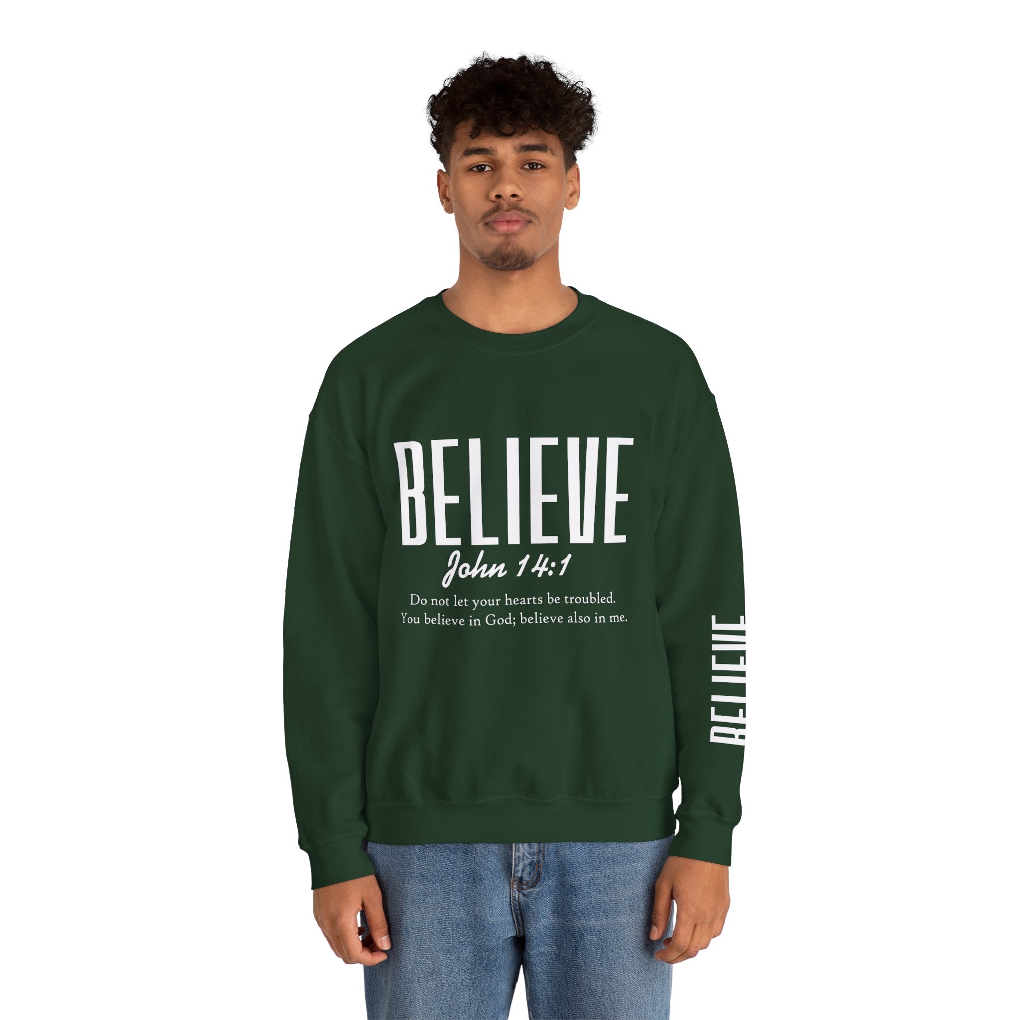 Wolf Pack “Believe John 14:1” Crewneck – Faith Streetwear Pullover