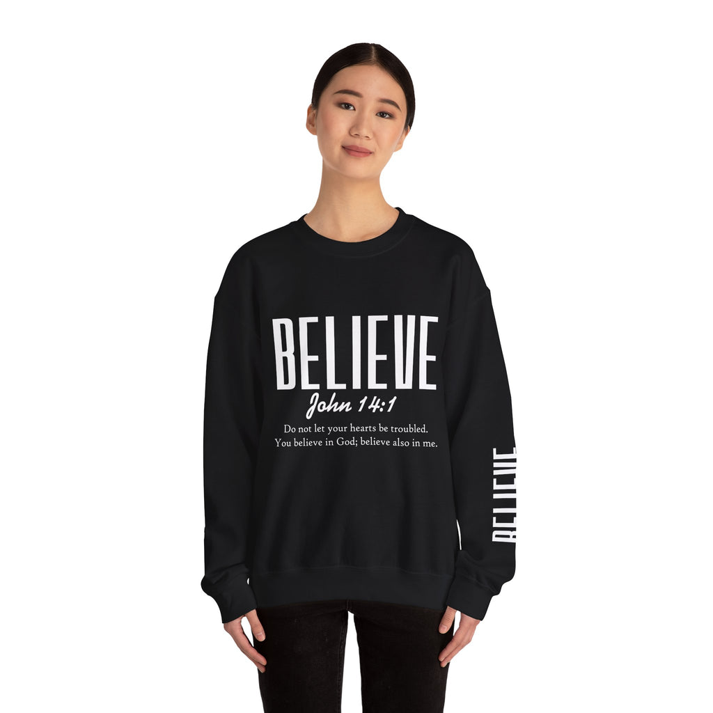 Wolf Pack “Believe John 14:1” Crewneck – Faith Streetwear Pullover
