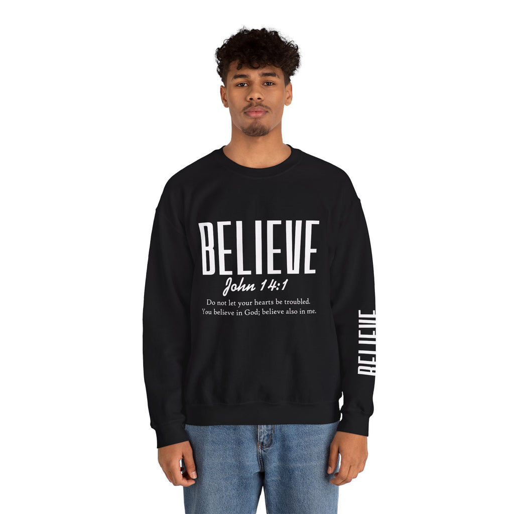 Wolf Pack “Believe John 14:1” Crewneck – Faith Streetwear Pullover