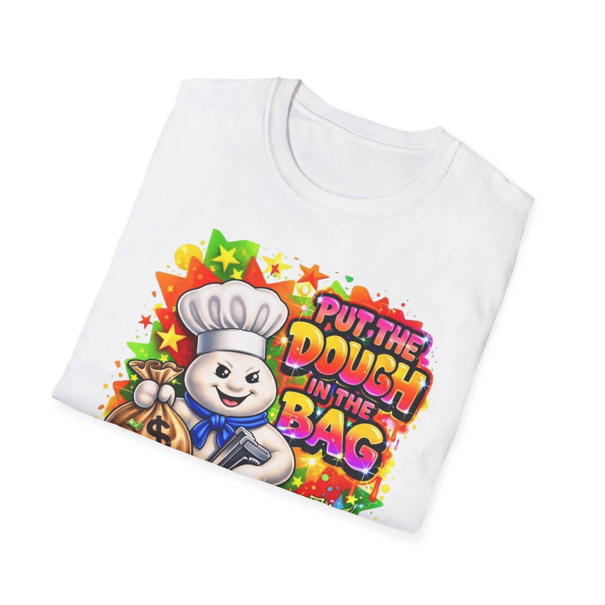 Put the Dough in the Bag T-Shirt — Cute Chef Character Money Graphic Tee