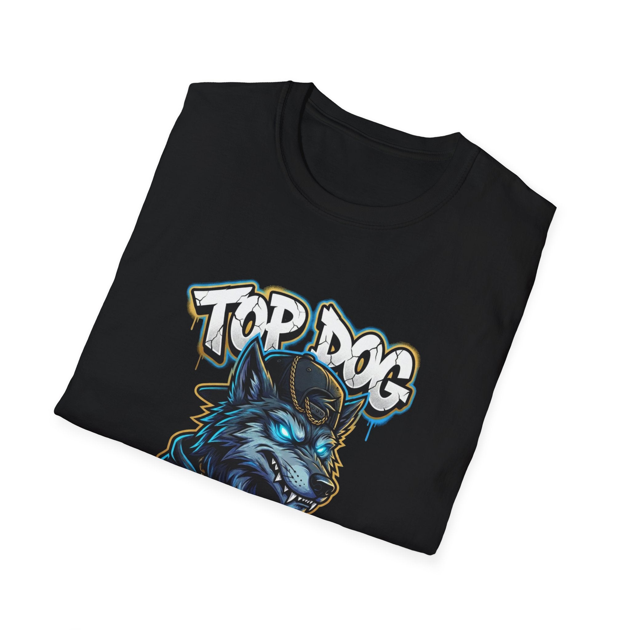 Top Dog On The Block Graphic T-Shirt — Bold Blue Wolf Streetwear Tee