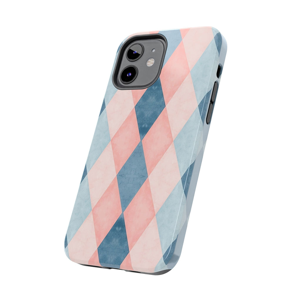 Pastel Harlequin Tough Phone Case — Blue & Pink Diamond Pattern