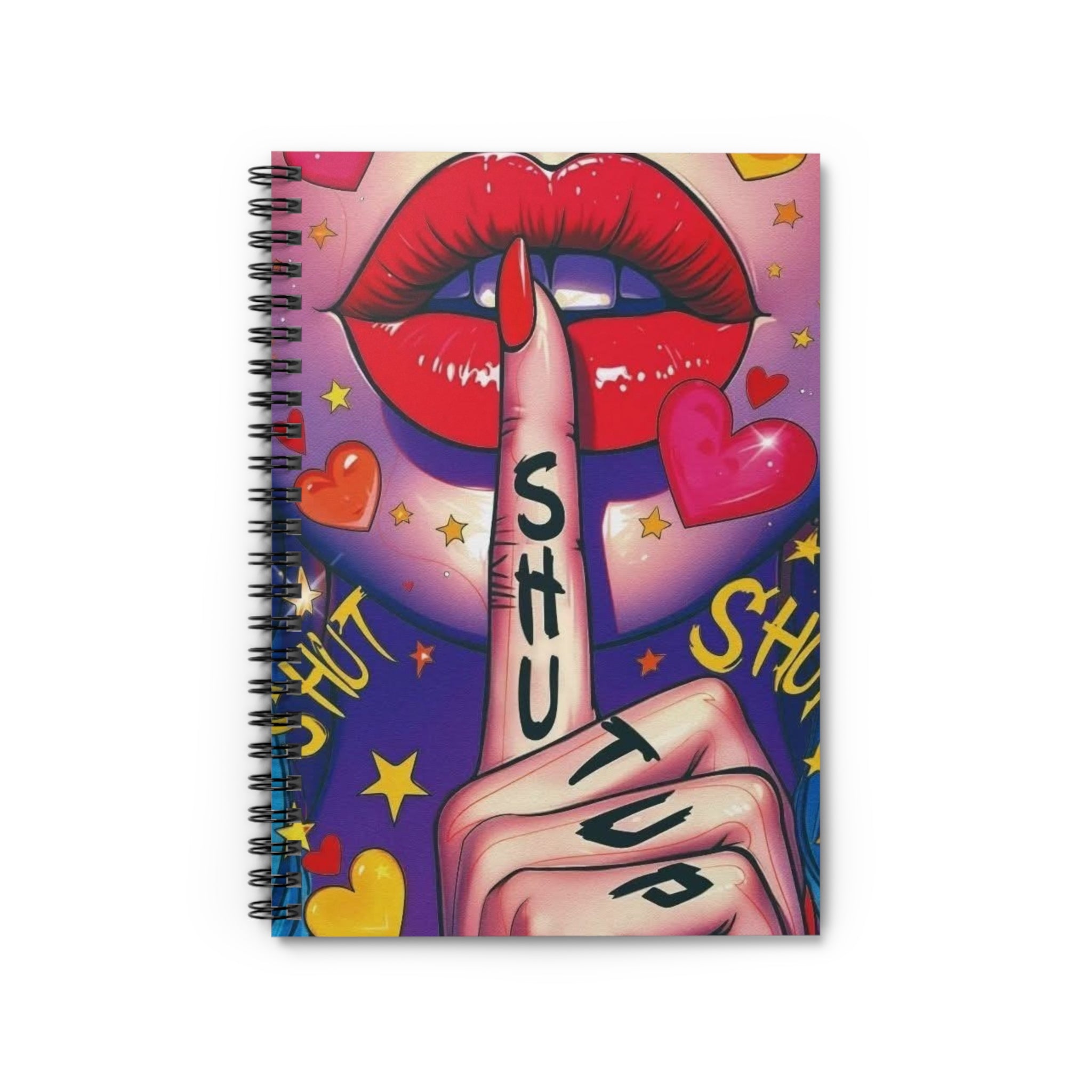 Notebook — Bold Pop-Art “Shh…Shut Up” Lips Journal