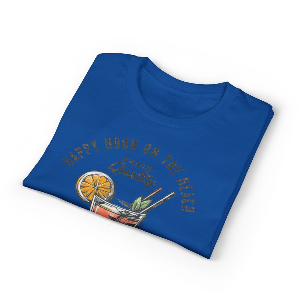 Cocktails & Drinks Beach T-Shirt — “Happy Hour on the Beach” Tropical Cocktail Tee