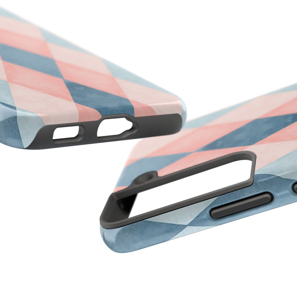 Pastel Harlequin Tough Phone Case — Blue & Pink Diamond Pattern