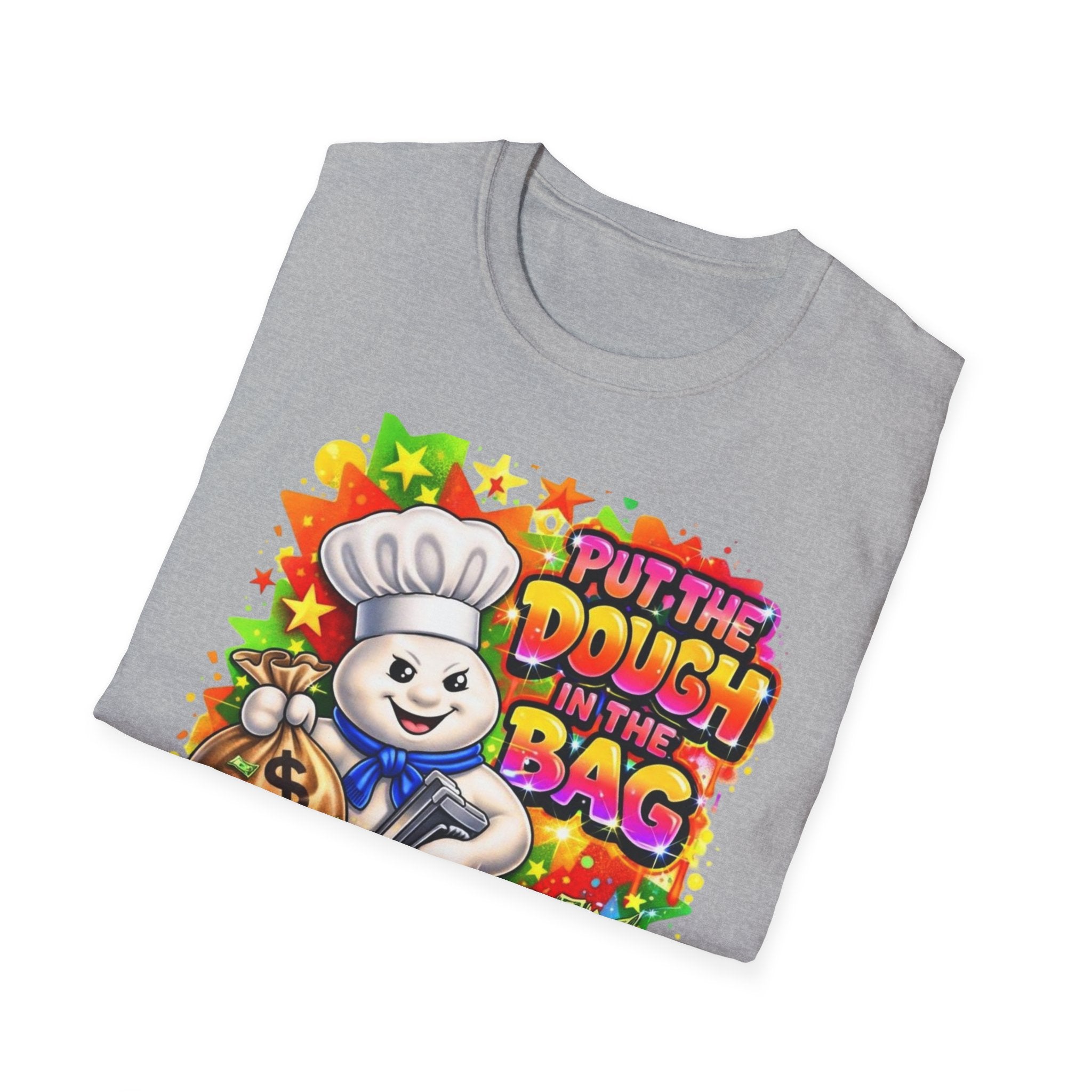 Put the Dough in the Bag T-Shirt — Cute Chef Character Money Graphic Tee