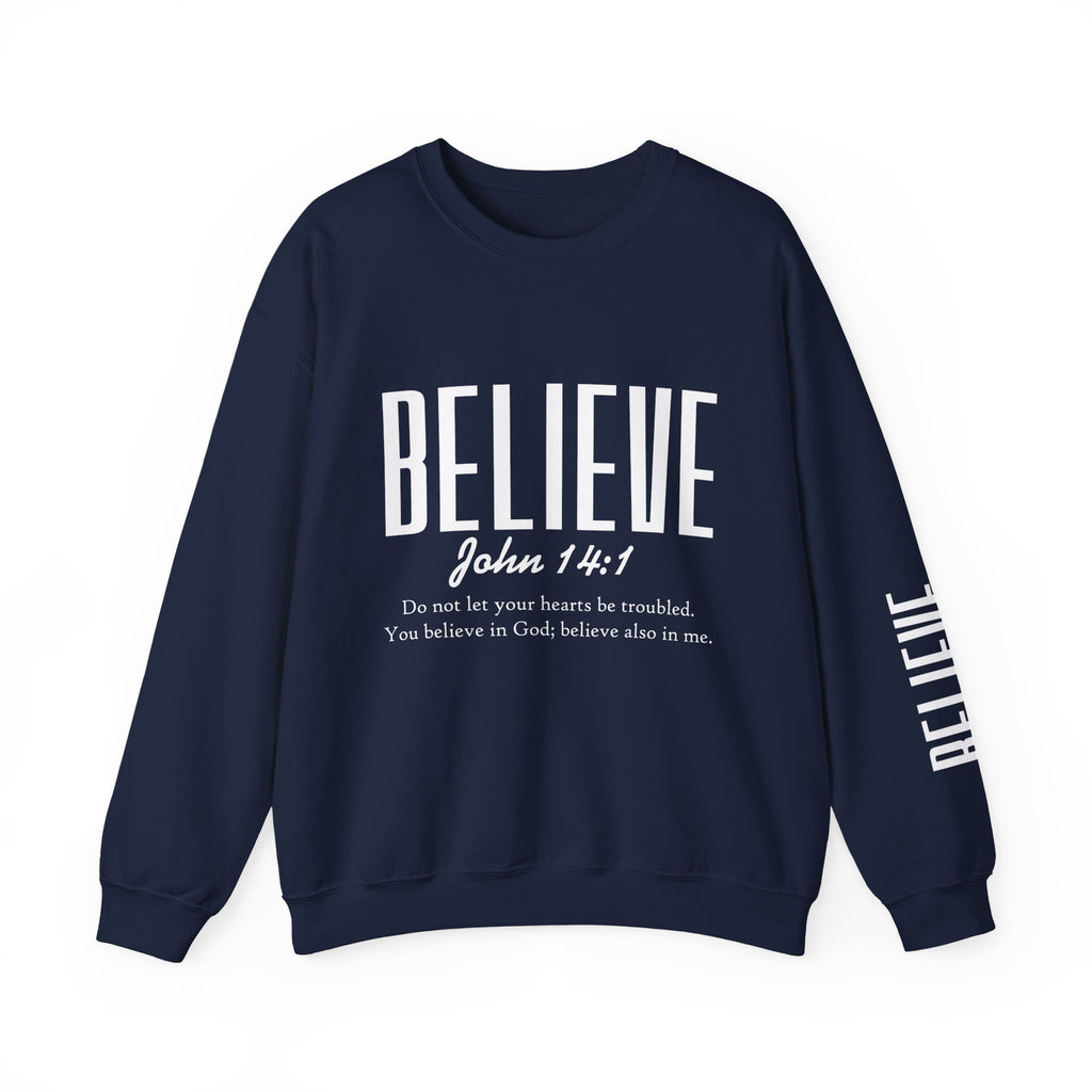 Wolf Pack “Believe John 14:1” Crewneck – Faith Streetwear Pullover