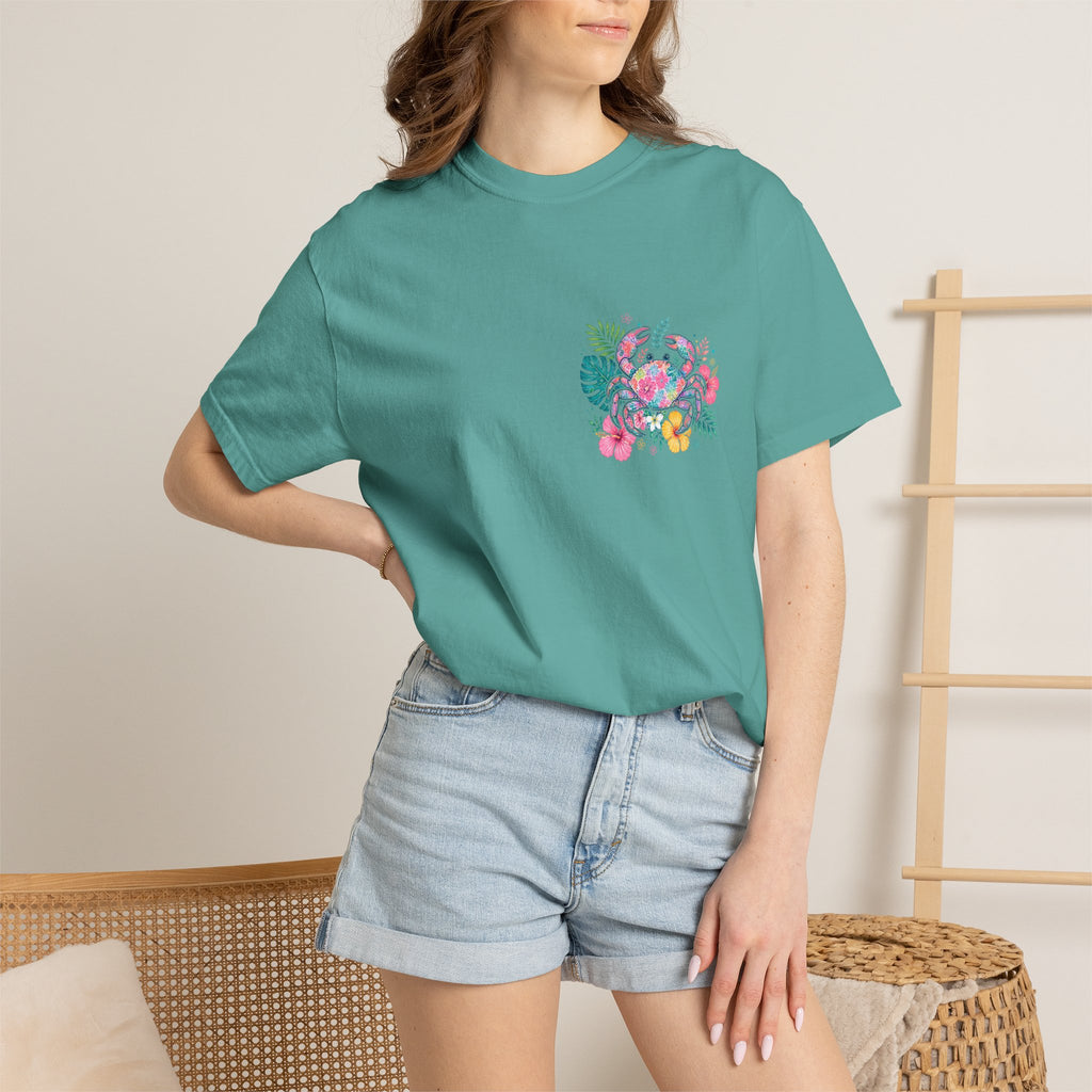 T-Shirt — "Sun Sand" Tropical Palm Floral Graphic Tee