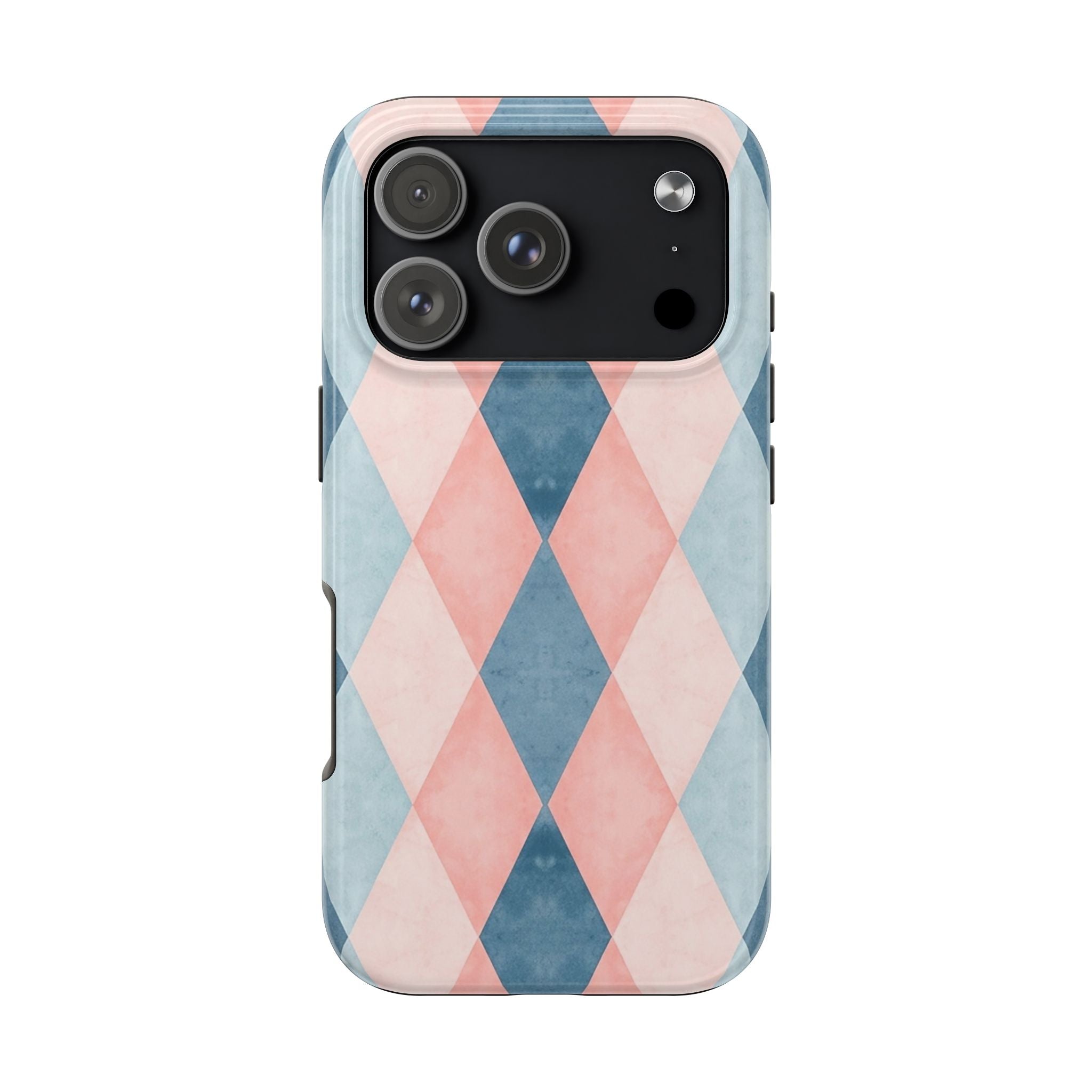 Pastel Harlequin Tough Phone Case — Blue & Pink Diamond Pattern