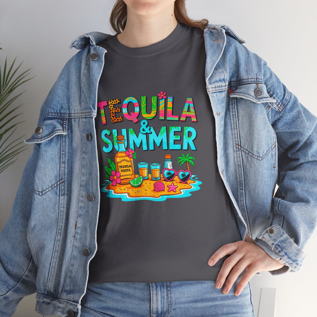 Tequila Summer Tee – Tropical Beach Cocktail Graphic T-Shirt
