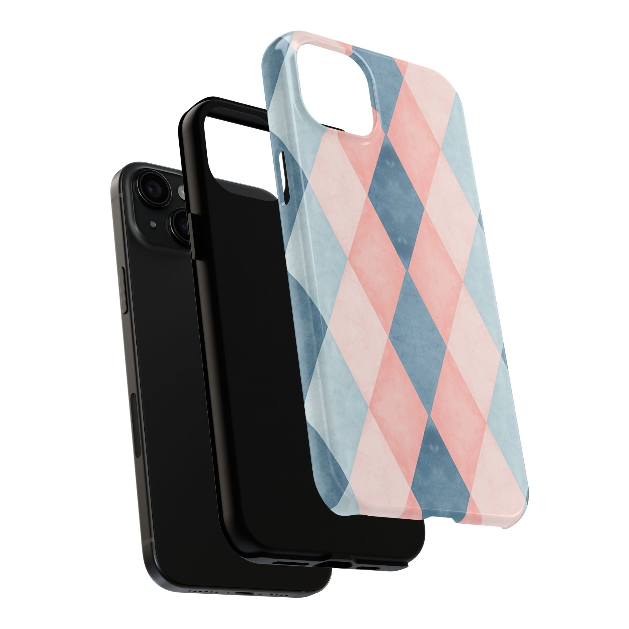 Pastel Harlequin Tough Phone Case — Blue & Pink Diamond Pattern