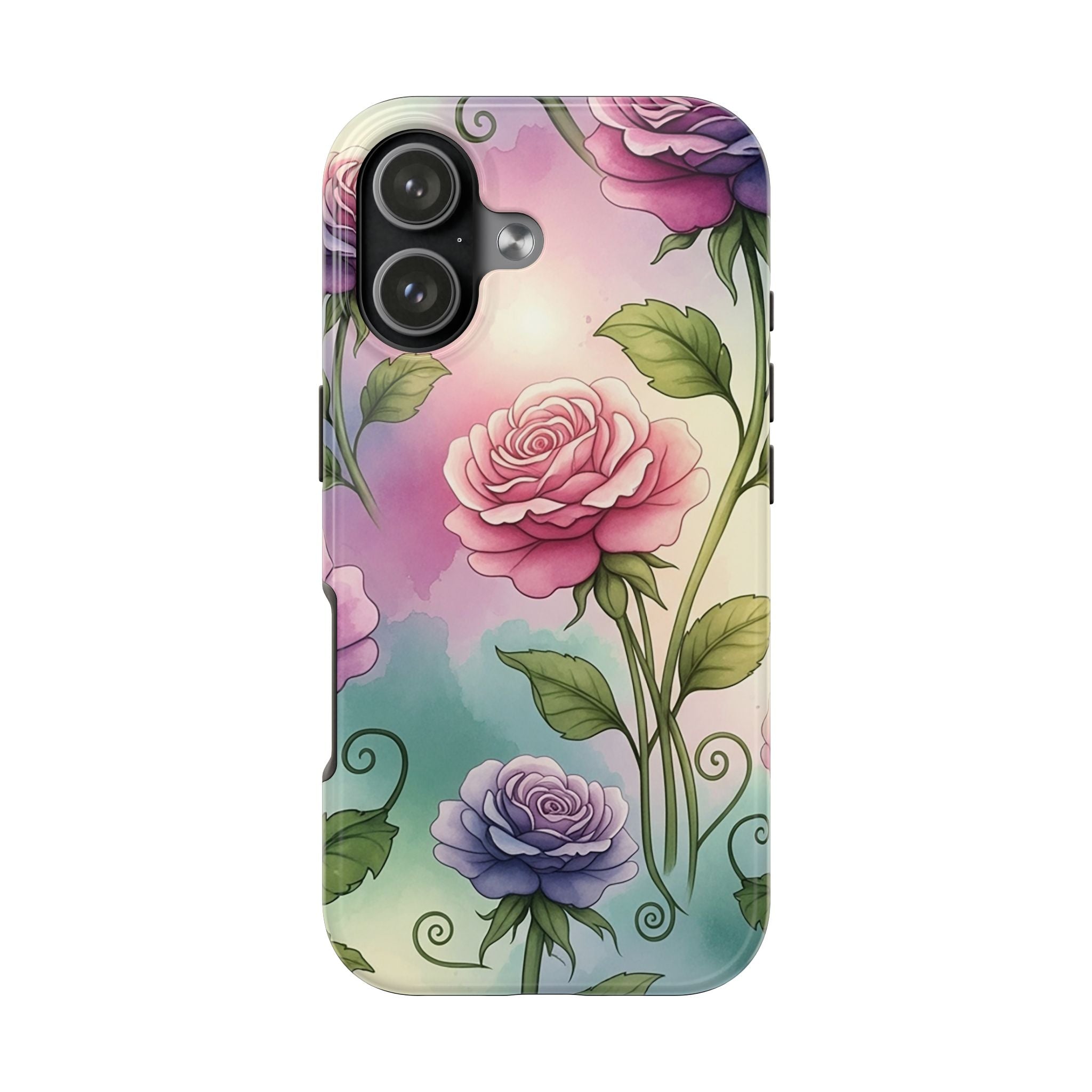 Floral Rose Tough Phone Case — Pastel Watercolor Protection