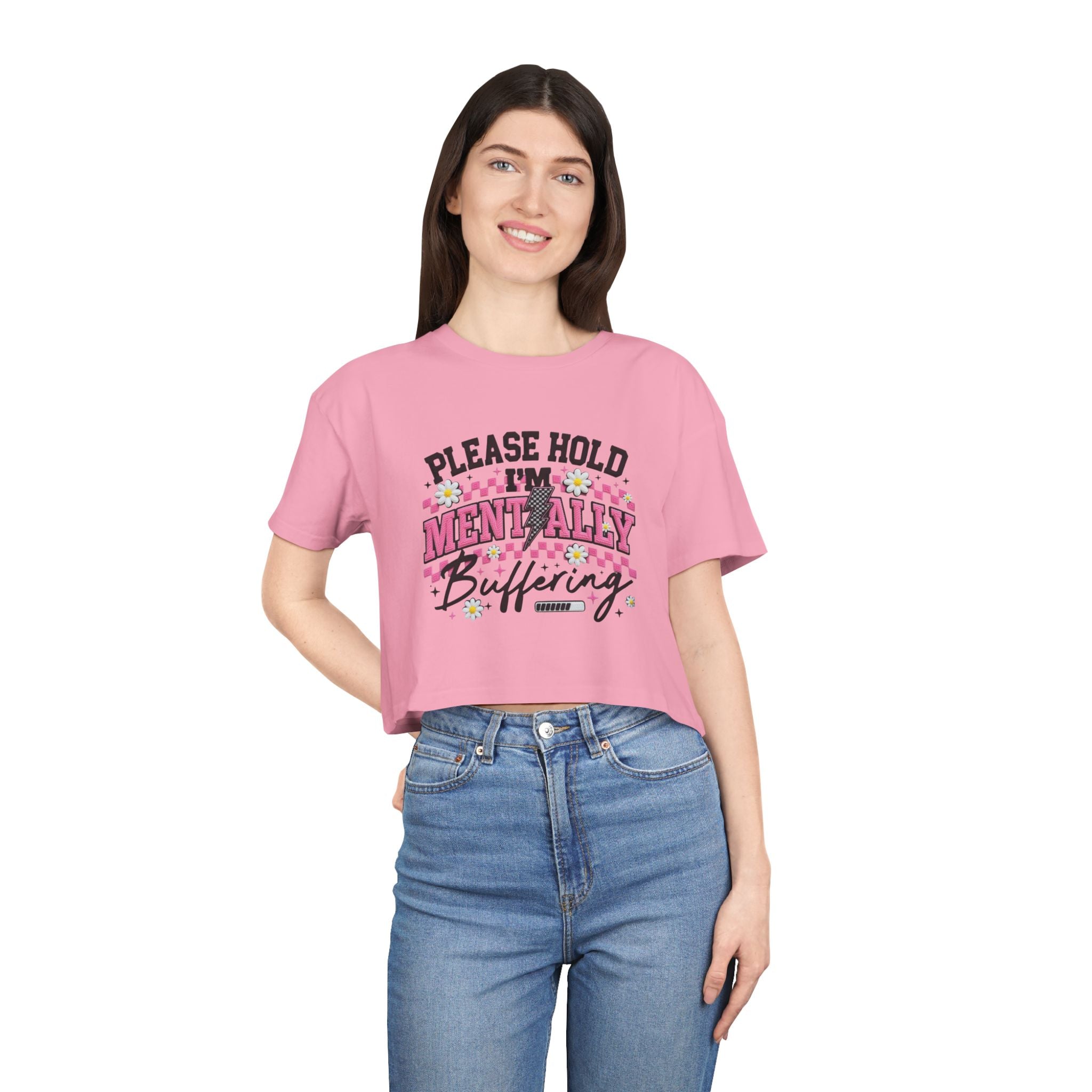 Please Hold I[0m'm Mentally Buffering Crop Tee