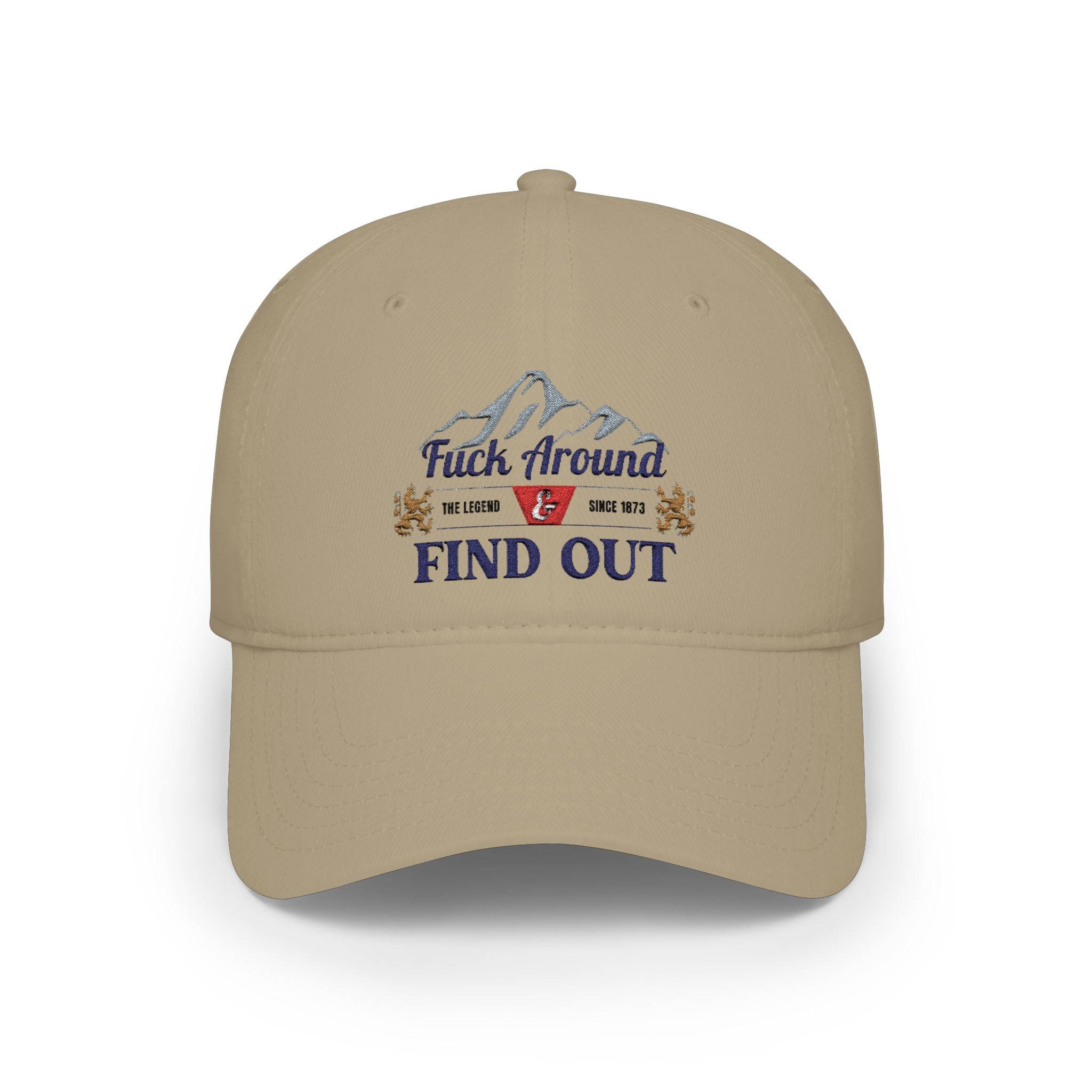 Low Profile Baseball Cap — 'Fuck Around, Find Out' Mountain Embroidered Hat