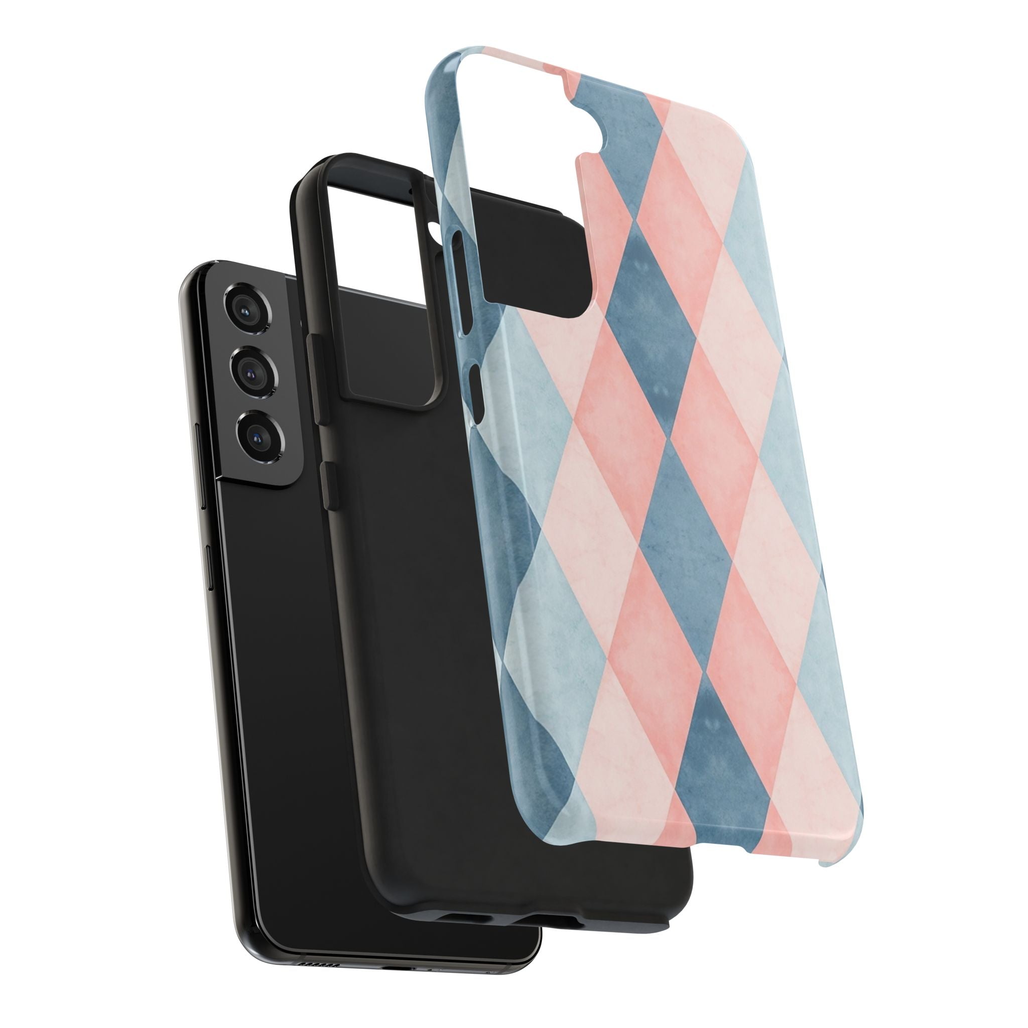 Pastel Harlequin Tough Phone Case — Blue & Pink Diamond Pattern