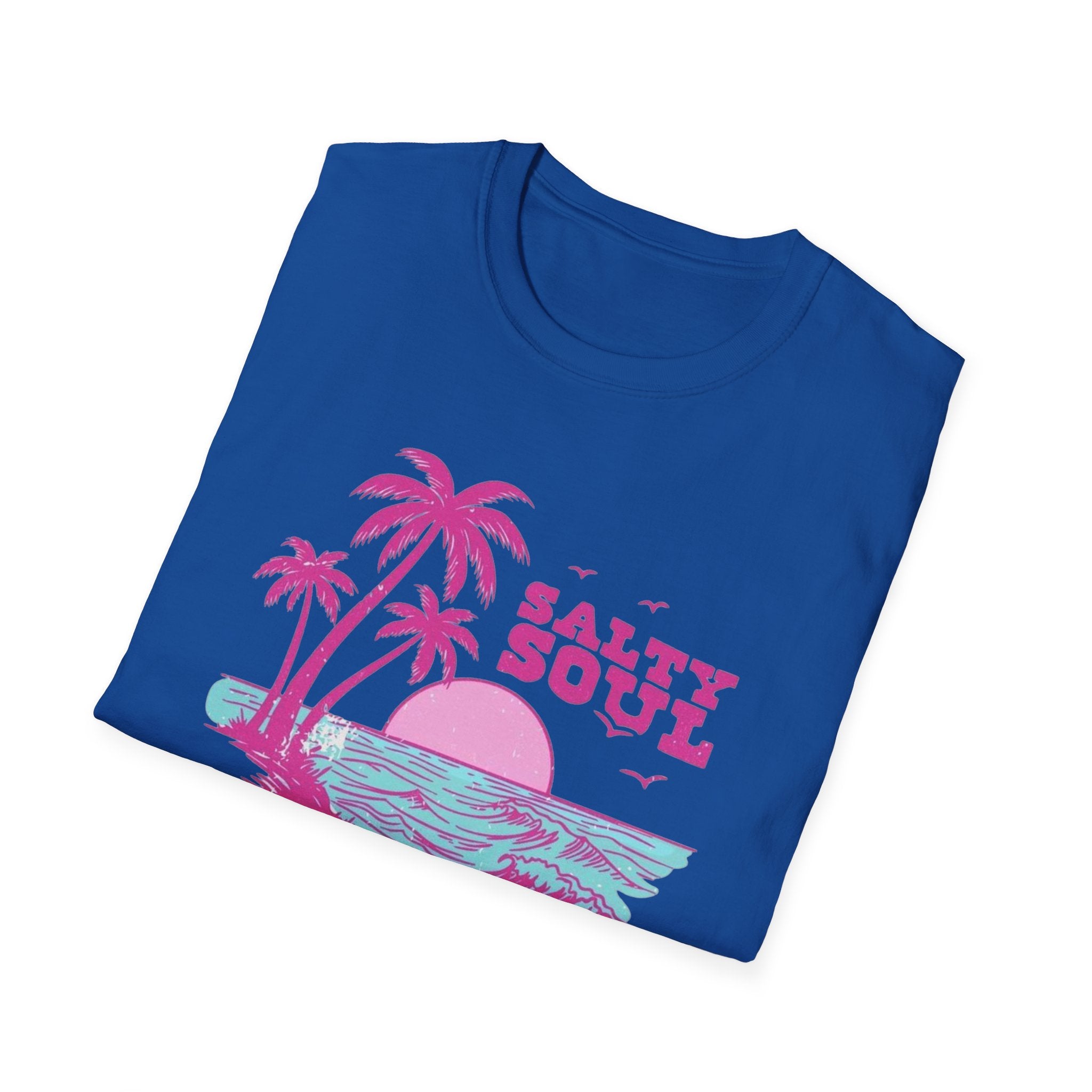 Salty Soul Beach T-Shirt — Sun, Palm Trees & Waves Graphic Tee
