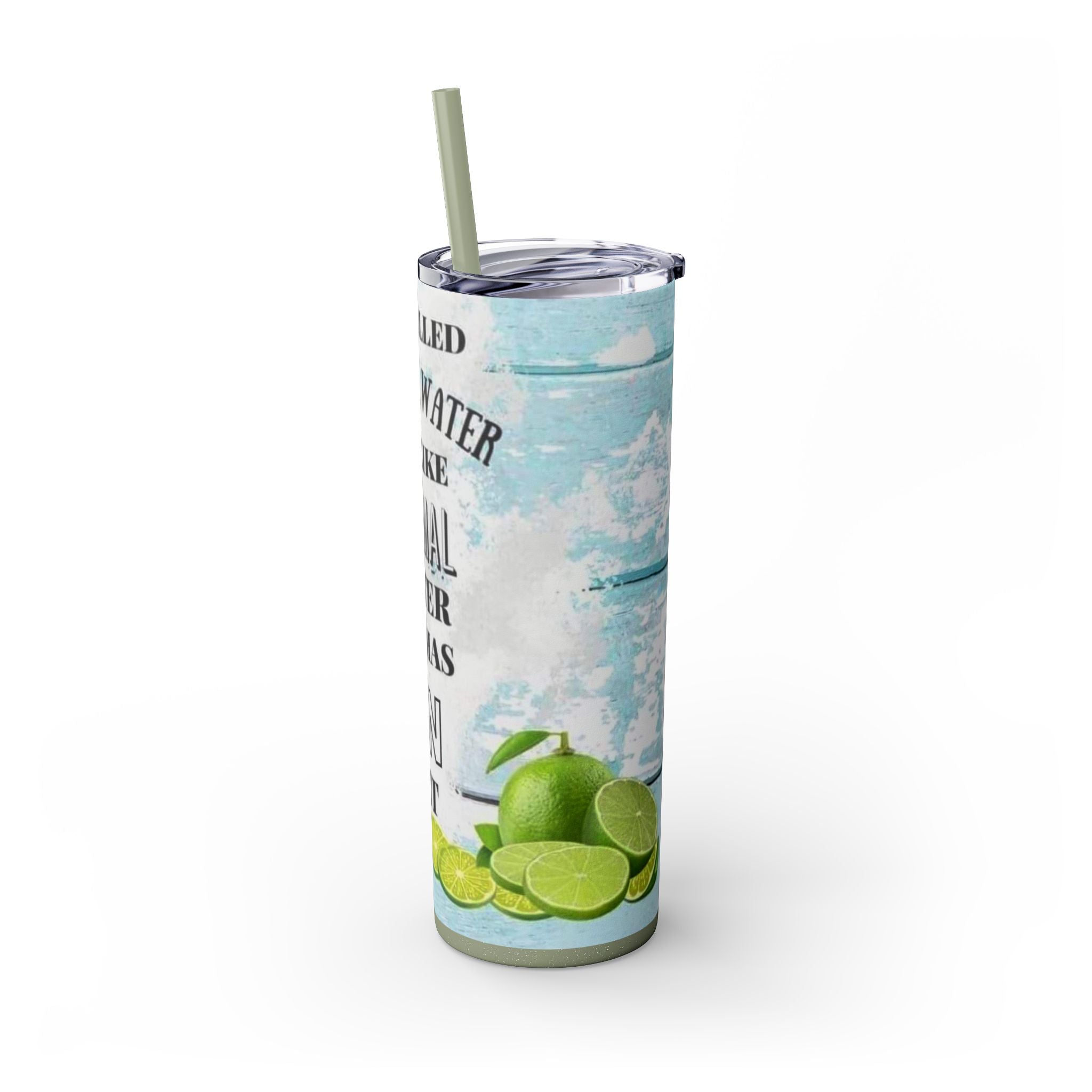20oz Skinny Tumbler with Straw — Summer Water Tumbler