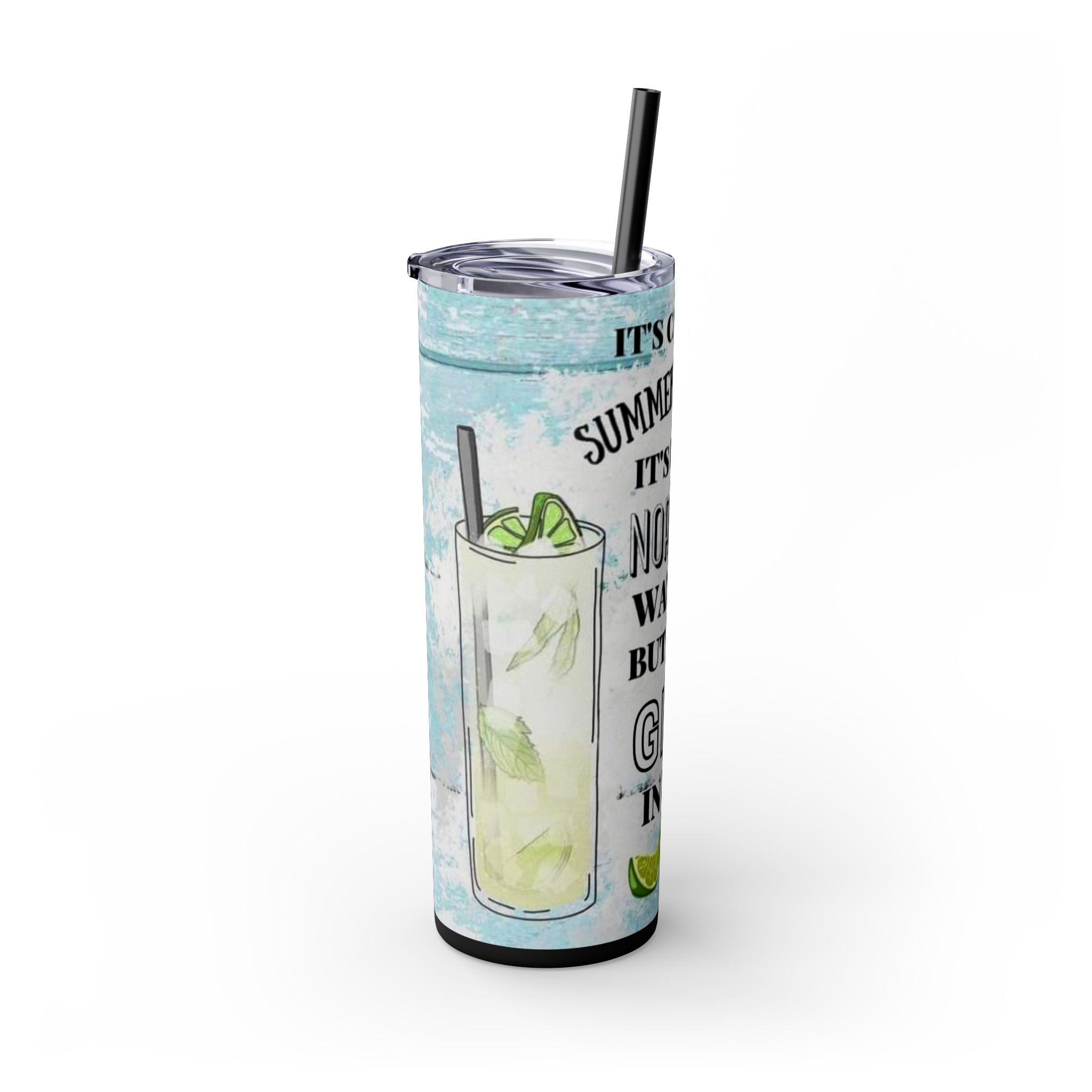 20oz Skinny Tumbler with Straw — Summer Water Tumbler