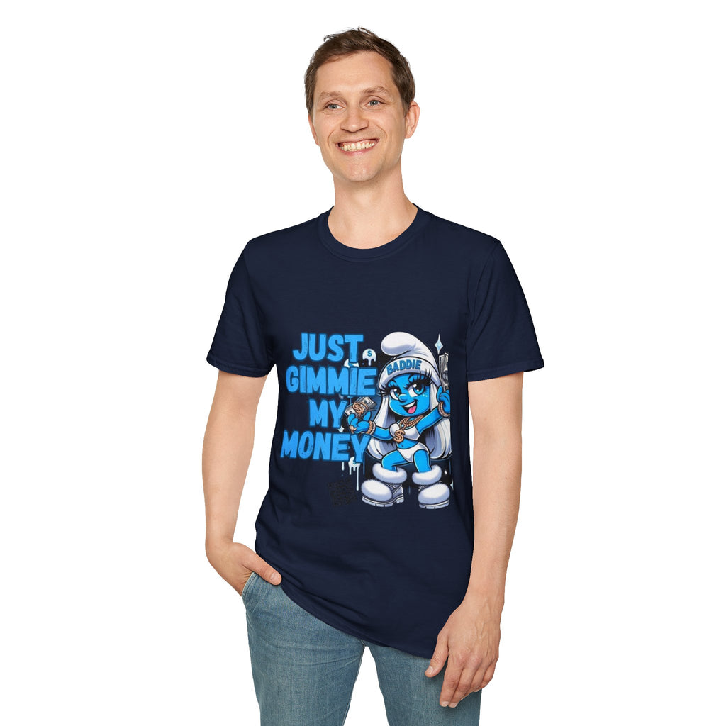 Just Gimmie My Money T-Shirt — Cute Blue Character Graphic Tee