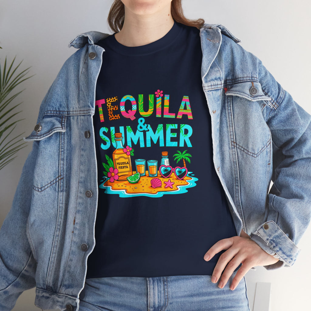 Tequila Summer Tee – Tropical Beach Cocktail Graphic T-Shirt