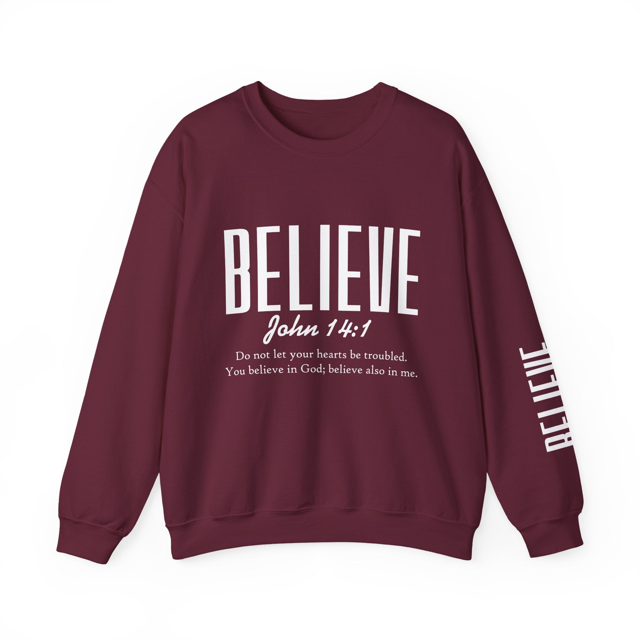 Wolf Pack “Believe John 14:1” Crewneck – Faith Streetwear Pullover