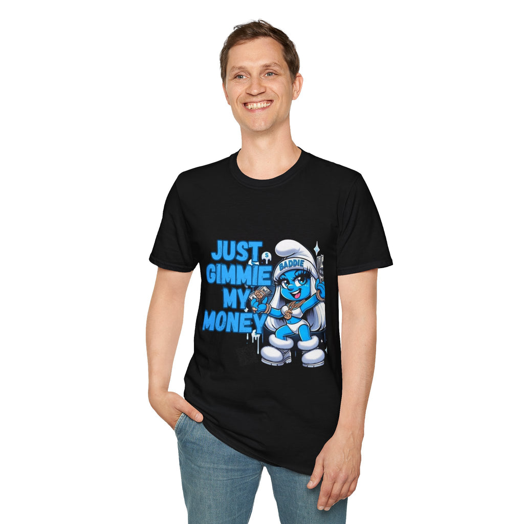 Just Gimmie My Money T-Shirt — Cute Blue Character Graphic Tee